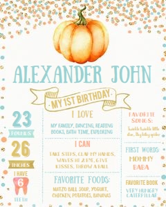 Pumpkin milestone poster - boy design preview