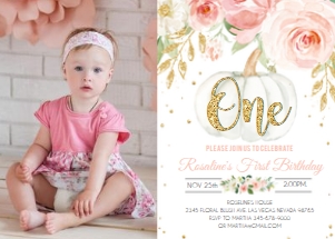Pumpkin floral invitation with photo design preview