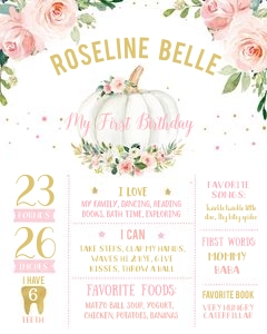 Pumpkin milestone poster - Floral 3a design preview