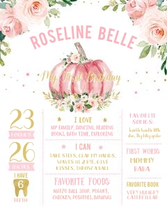 Pumpkin milestone poster - floral 4a design preview