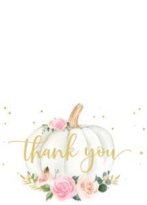 Pumpkin Thank you card - Floral 1: Pumpkin baby shower set 2