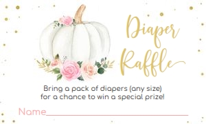 Pumpkin diaper raffle - floral 1: Pumpkin baby shower set 2