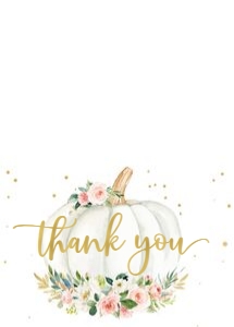 Pumpkin thank you card - Floral 2: Pumpkin baby shower set 3