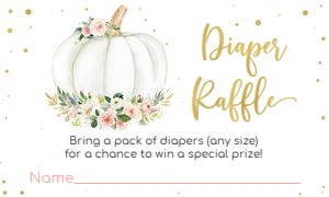Pumpkin diaper raffle - Floral 2: Pumpkin baby shower set 3