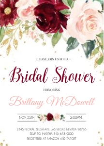 Burgundy Bridal Shower invitation: Burgundy bridal shower invitation