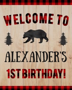Lumberjack welcome sign - birthday 1: Lumberjack birthday bundle