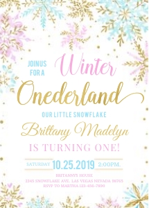 Winter Onederland pink blue and gold: Winter onederland pink blue and gold