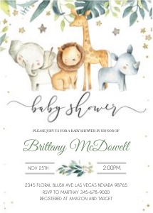 Safari Baby shower invitation 3 design preview
