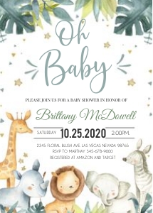 Safari Baby shower Invitation 3B: Safari baby shower invitation 3B