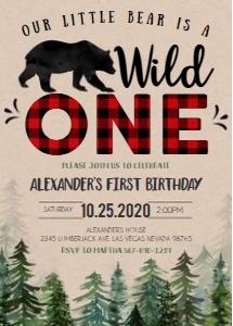 Lumberjack wild one invitation design preview