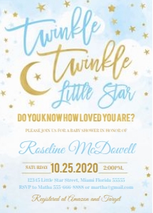 Twinkle twinkle little star blue invitation design preview