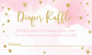 Twinkle twinkle little star diaper raffle pink: Twinkle twinkle little star pink invitation Set