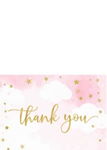 Twinkle twinkle little star thank you card pink: Twinkle twinkle little star pink invitation Set