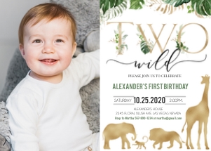 Jungle two wild birthday invitation 1: Jungle two wild birthday invitation 1