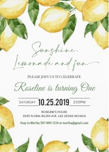Lemon birthday invitation design preview