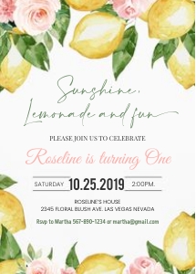 Lemon birthday invitation 2 design preview
