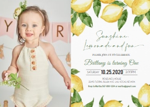 Lemon birthday invitation with photo design preview