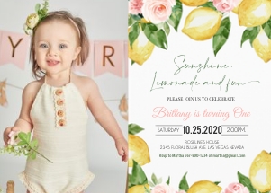 Lemon birthday invitation 2 with photo design preview