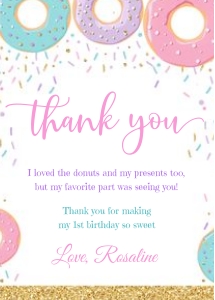 Donut thank you card design preview