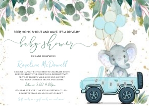 Drive by baby shower elephant invitation 5 design preview
