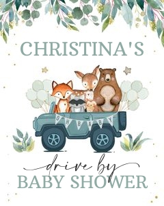 Drive by baby shower Woodland sign design preview