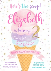 Ice cream birthday invitation design preview
