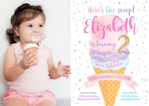 Ice cream invitation with photo design preview