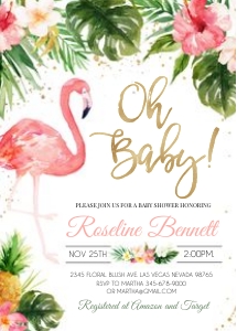 FBS4 - Flamingo baby shower invitation 6: FBS4 - Flamingo baby shower invitation 6