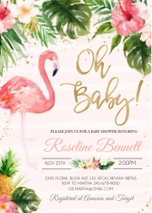 FBS5 - Flamingo baby shower invitation: FBS5 - Flamingo baby shower invitation