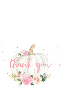 Pumpkin thank you card - floral 3: Pumpkin baby shower set