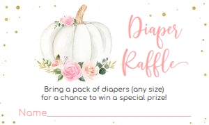 Pumpkin diaper raffle - floral 1a: Pumpkin baby shower set