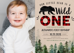 Lumberjack wild one invitation with photo design preview