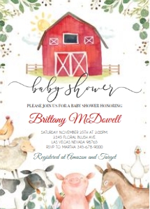 FR4 - Farm baby shower invitation design preview