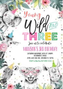 YWT2 - Young wild and three invitation design preview