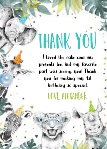 WO1 - Wild one thank you card design preview