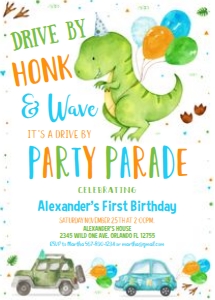 DBD1 - Drive by dinosaur invitation design preview