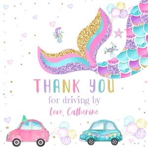 DBM - Drive by mermaid favor tags square: DBM - Drive by mermaid favor tags round