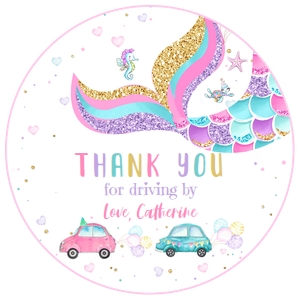 DBM - Drive by mermaid favor tags round: DBM - Drive by mermaid favor tags round