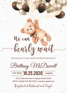 TBI - Teddy bear baby shower invitation design preview