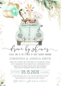 DBSB2 - Drive by baby shower safari invitation: DBSB2 - Drive by baby shower safari invitation