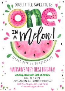 WM2 - Watermelon birthday invitation design preview