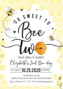 BEET1 - Bee two birthday invitation design preview