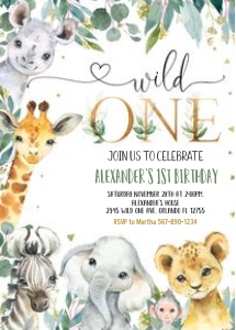 WILD1 - Safari wild one invitation design preview