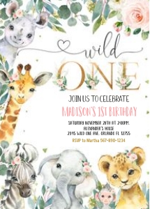 WILDG1 - Safari wild one invitation: WILDG1 - Safari wild one invitation