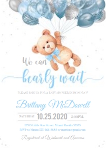 TBBS - Teddy bear baby shower invitation: TBBS - Teddy bear baby shower invitation Set