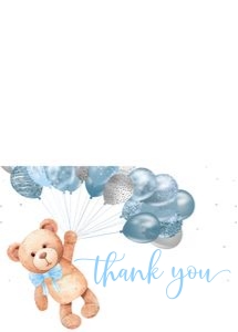TBBS - Teddy bear thank you card: TBBS - Teddy bear baby shower invitation Set