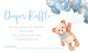 TBBS - Teddy bear diaper raffle: TBBS - Teddy bear baby shower invitation Set