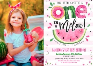 WM6 - Watermelon invitation with photo design preview