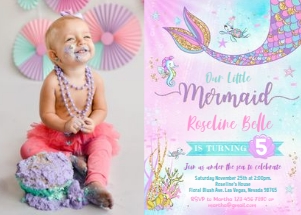M5 - Mermaid invitation with photo: M5 - Mermaid invitation with photo