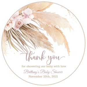 BH3 - Boho baby shower favor round: BH3 - Boho baby shower favor round & square